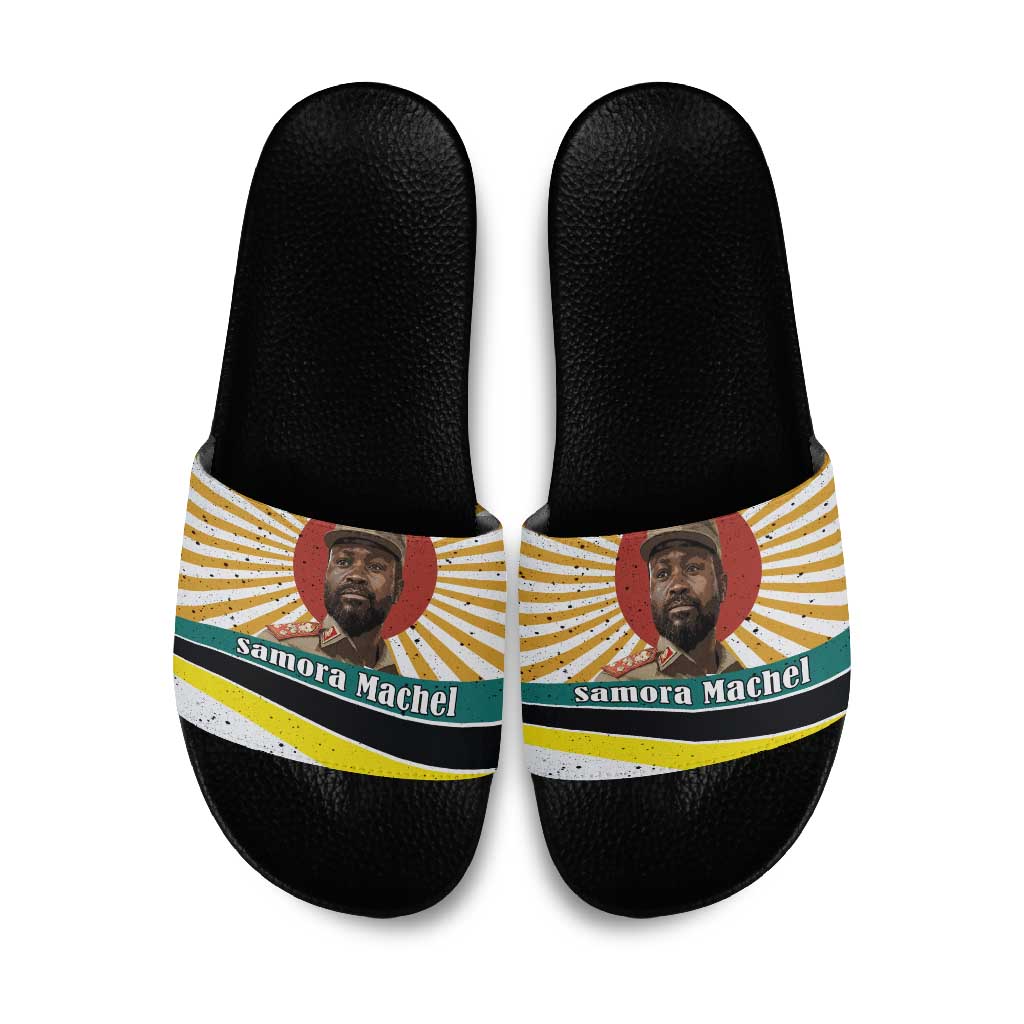 Samora Machel Slide Sandals Radiant Sunburst Bold Anti-Colonial Quote Mozambique Liberation - African Revolutionary Art - Wonder Print Shop