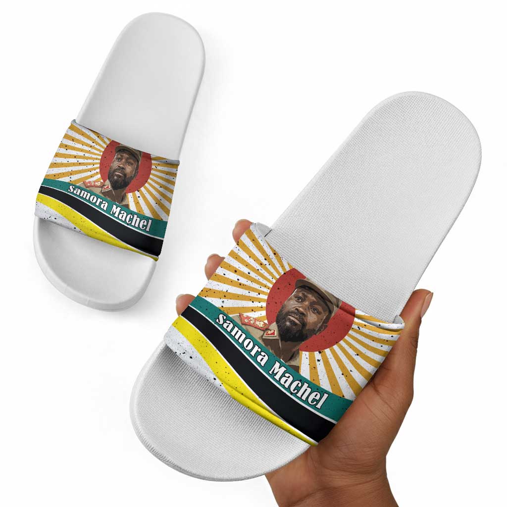 Samora Machel Slide Sandals Radiant Sunburst Bold Anti-Colonial Quote Mozambique Liberation - African Revolutionary Art - Wonder Print Shop