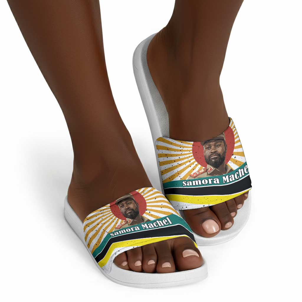 Samora Machel Slide Sandals Radiant Sunburst Bold Anti-Colonial Quote Mozambique Liberation - African Revolutionary Art - Wonder Print Shop