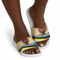 Samora Machel Slide Sandals Radiant Sunburst Bold Anti-Colonial Quote Mozambique Liberation - African Revolutionary Art - Wonder Print Shop