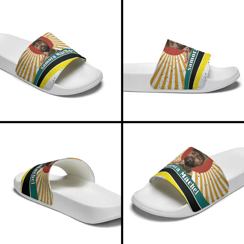 Samora Machel Slide Sandals Radiant Sunburst Bold Anti-Colonial Quote Mozambique Liberation - African Revolutionary Art - Wonder Print Shop