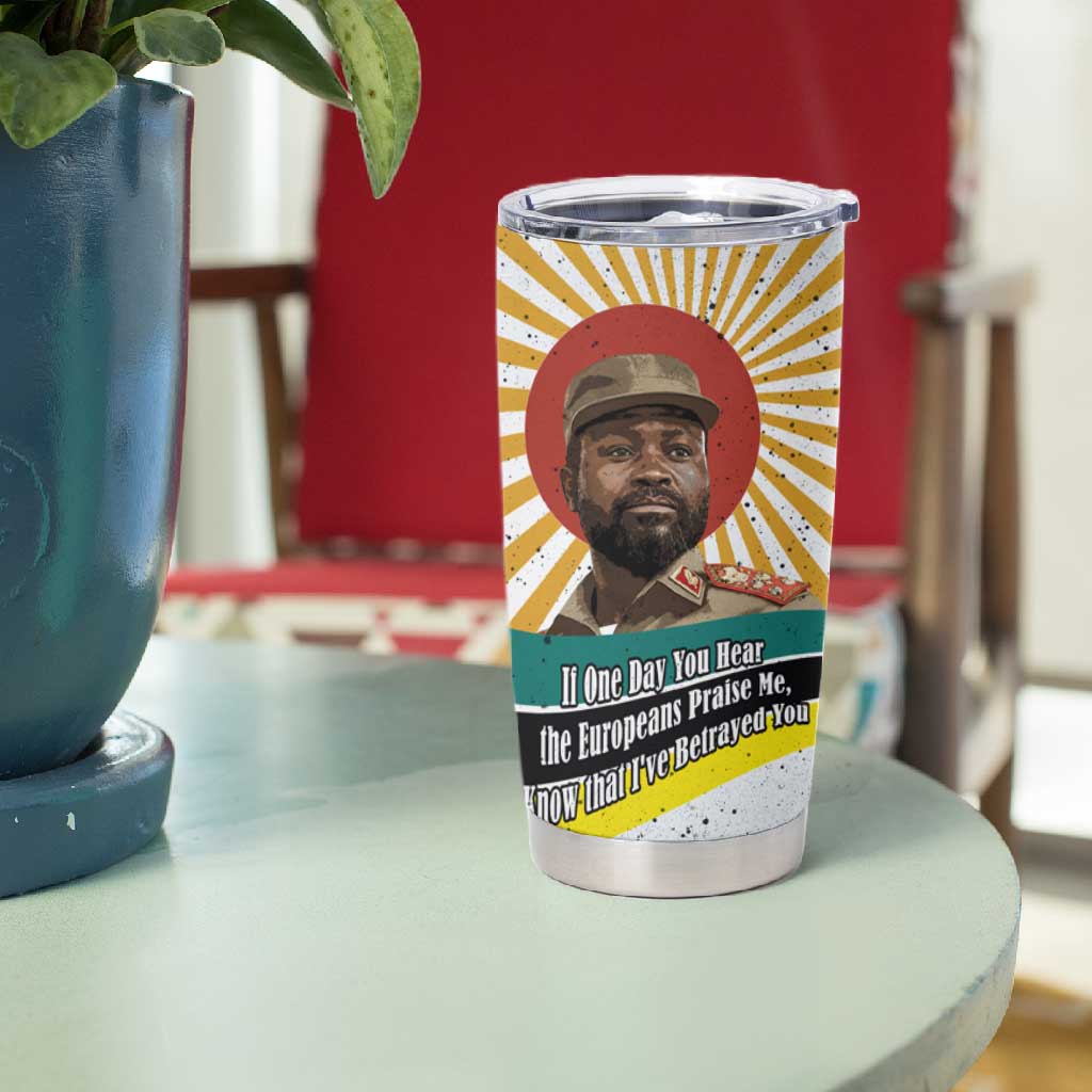 Samora Machel Tumbler Cup Radiant Sunburst Bold Anti-Colonial Quote Mozambique Liberation - African Revolutionary Art - Wonder Print Shop
