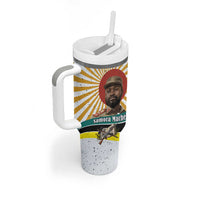 Samora Machel Tumbler With Handle Radiant Sunburst Bold Anti-Colonial Quote Mozambique Liberation - African Revolutionary Art - Wonder Print Shop