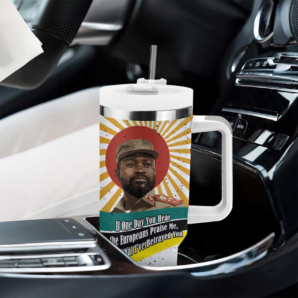 Samora Machel Tumbler With Handle Radiant Sunburst Bold Anti-Colonial Quote Mozambique Liberation - African Revolutionary Art - Wonder Print Shop