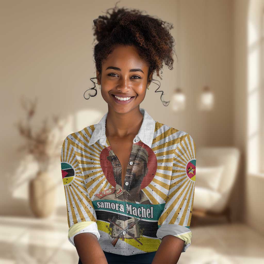 Samora Machel Women Casual Shirt Radiant Sunburst Bold Anti-Colonial Quote Mozambique Liberation - African Revolutionary Art - Wonder Print Shop