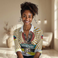 Samora Machel Women Casual Shirt Radiant Sunburst Bold Anti-Colonial Quote Mozambique Liberation - African Revolutionary Art - Wonder Print Shop