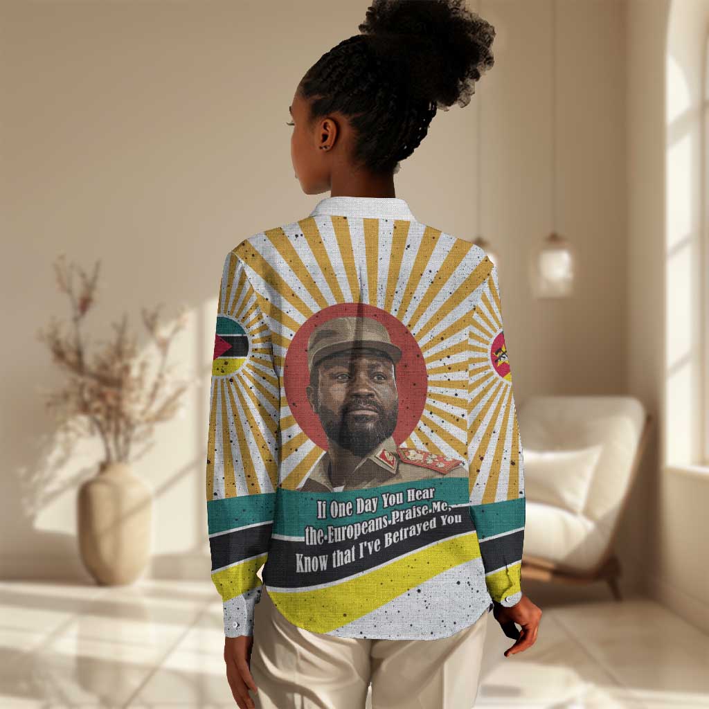 Samora Machel Women Casual Shirt Radiant Sunburst Bold Anti-Colonial Quote Mozambique Liberation - African Revolutionary Art - Wonder Print Shop