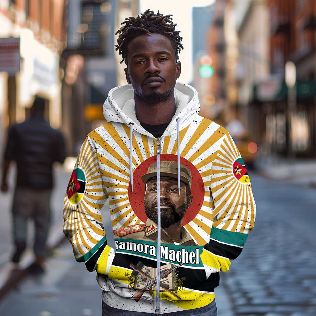 Samora Machel Zip Hoodie Radiant Sunburst Bold Anti-Colonial Quote Mozambique Liberation - African Revolutionary Art - Wonder Print Shop