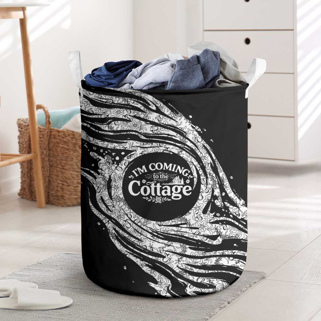 I'm Coming to the Cottage Laundry Basket with Hand-Drawn Floral Pattern