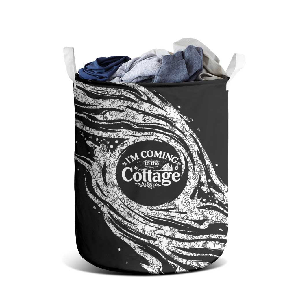 I'm Coming to the Cottage Laundry Basket with Hand-Drawn Floral Pattern
