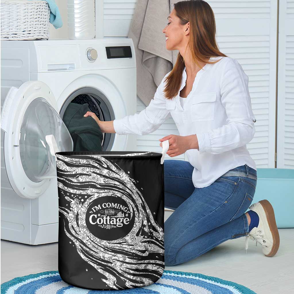 I'm Coming to the Cottage Laundry Basket with Hand-Drawn Floral Pattern