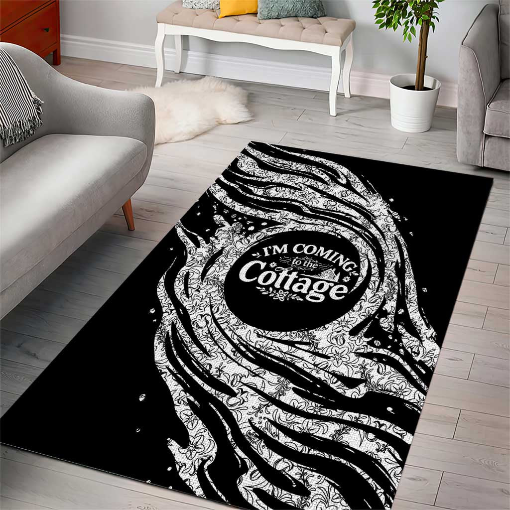 I'm Coming to the Cottage Area Rug with Hand-Drawn Floral Pattern