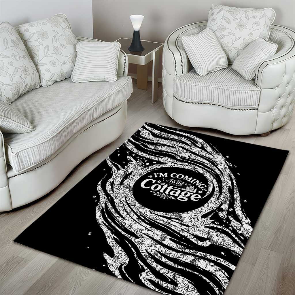 I'm Coming to the Cottage Area Rug with Hand-Drawn Floral Pattern