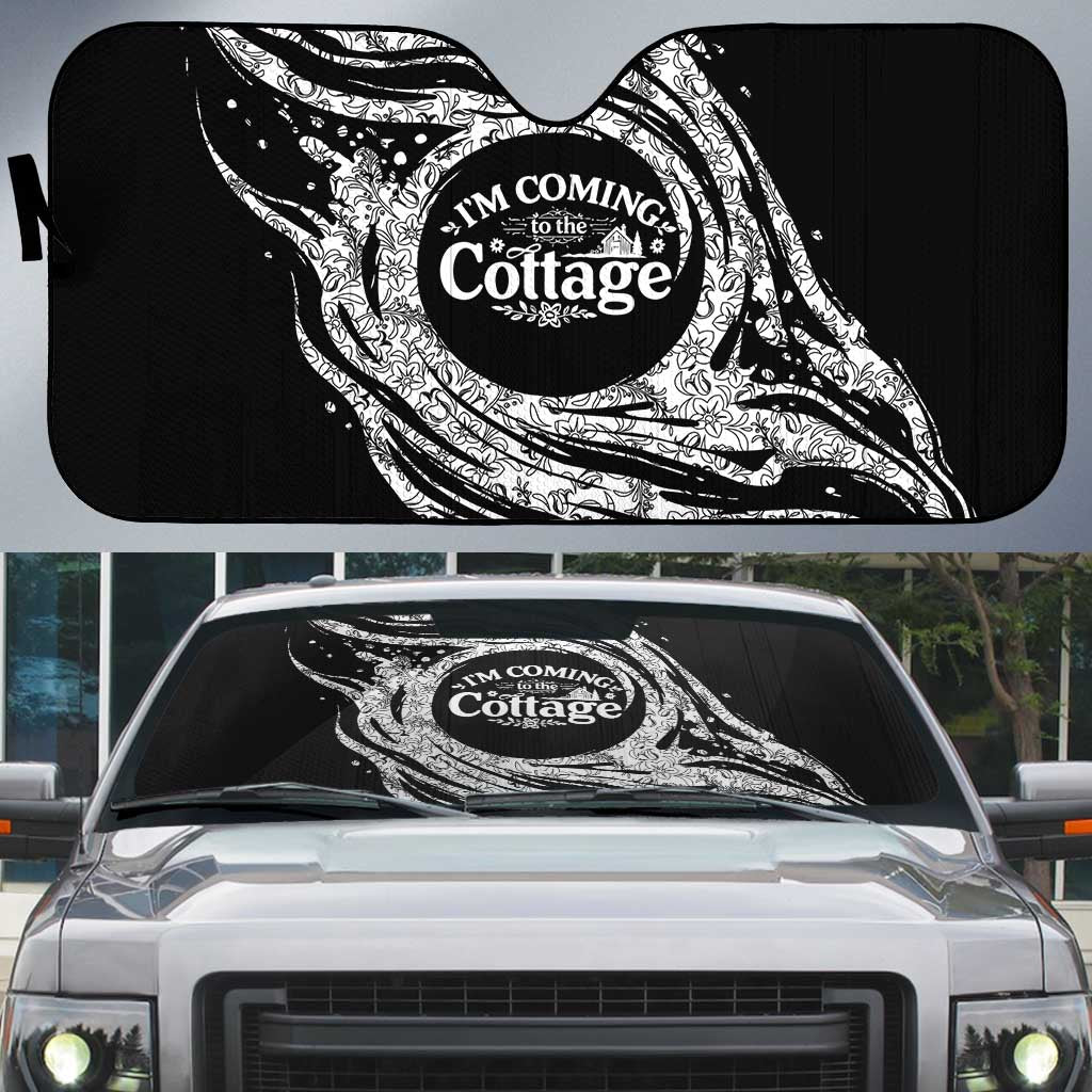 I'm Coming to the Cottage Auto Sun Shade with Hand-Drawn Floral Pattern