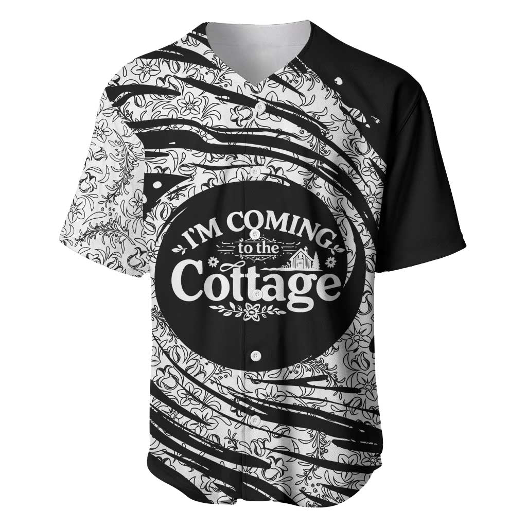I'm Coming to the Cottage Baseball Jersey with Hand-Drawn Floral Pattern