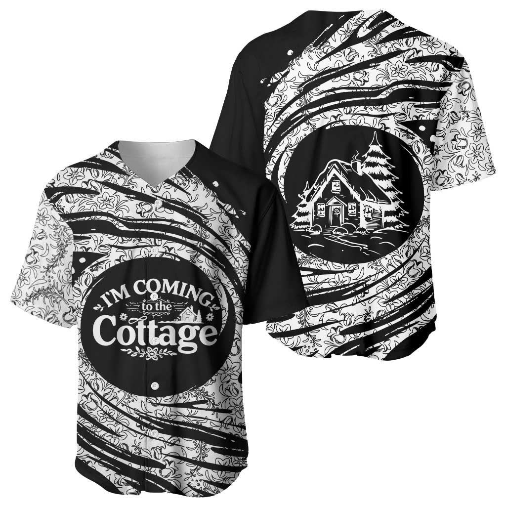 I'm Coming to the Cottage Baseball Jersey with Hand-Drawn Floral Pattern