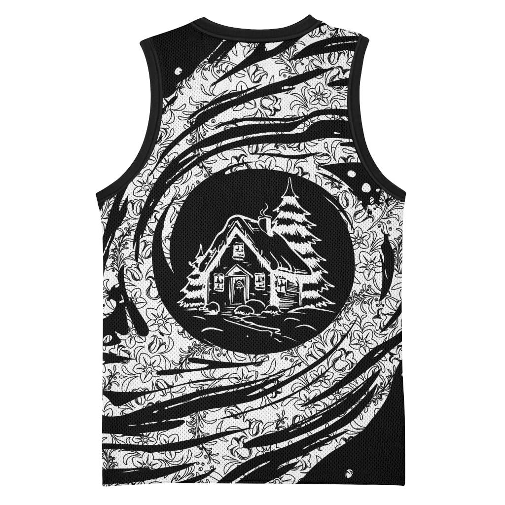 I'm Coming to the Cottage Basketball Jersey with Hand-Drawn Floral Pattern