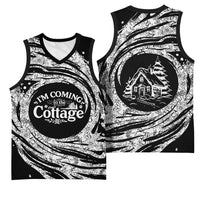 I'm Coming to the Cottage Basketball Jersey with Hand-Drawn Floral Pattern