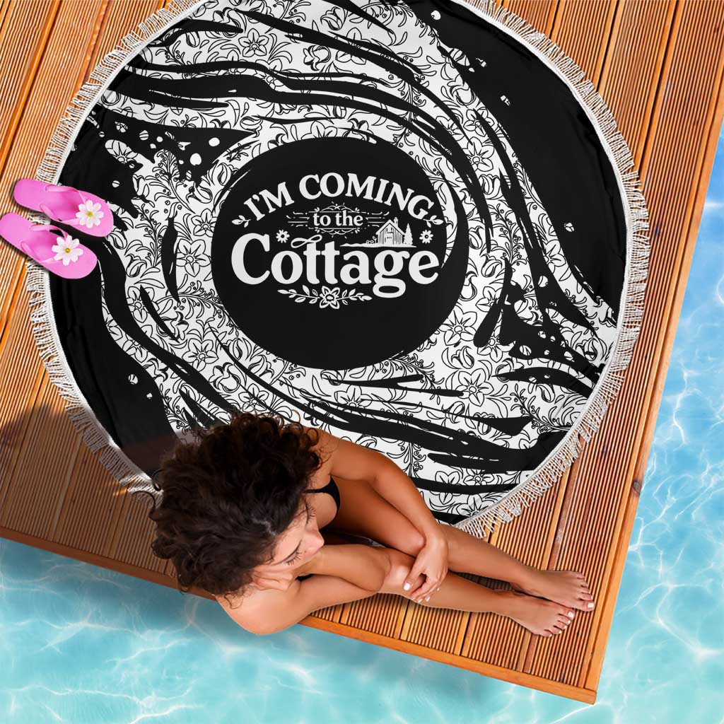 I'm Coming to the Cottage Beach Blanket with Hand-Drawn Floral Pattern