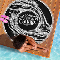 I'm Coming to the Cottage Beach Blanket with Hand-Drawn Floral Pattern