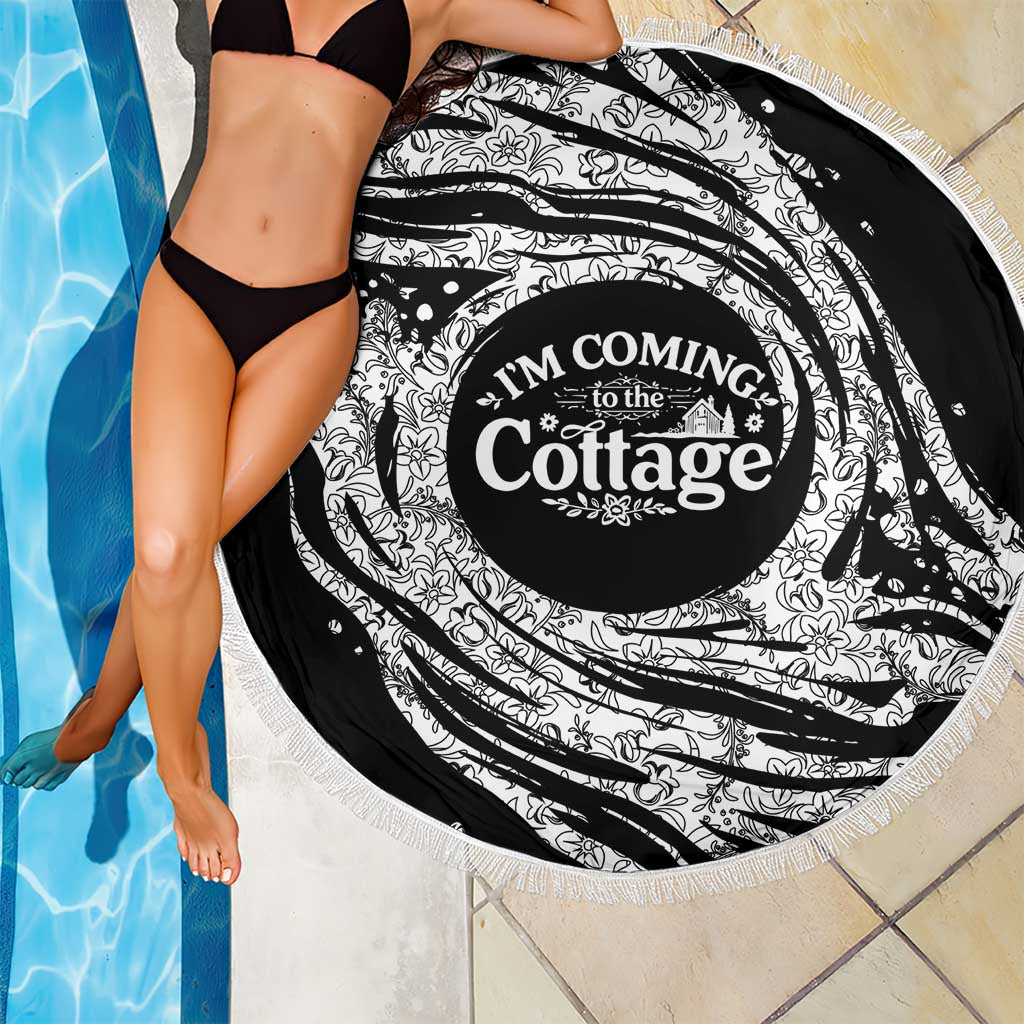 I'm Coming to the Cottage Beach Blanket with Hand-Drawn Floral Pattern