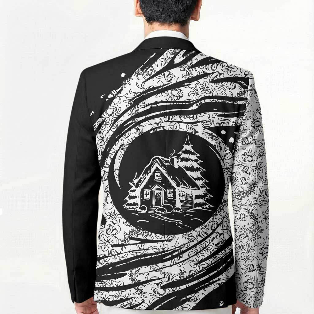 I'm Coming to the Cottage Blazer with Hand-Drawn Floral Pattern