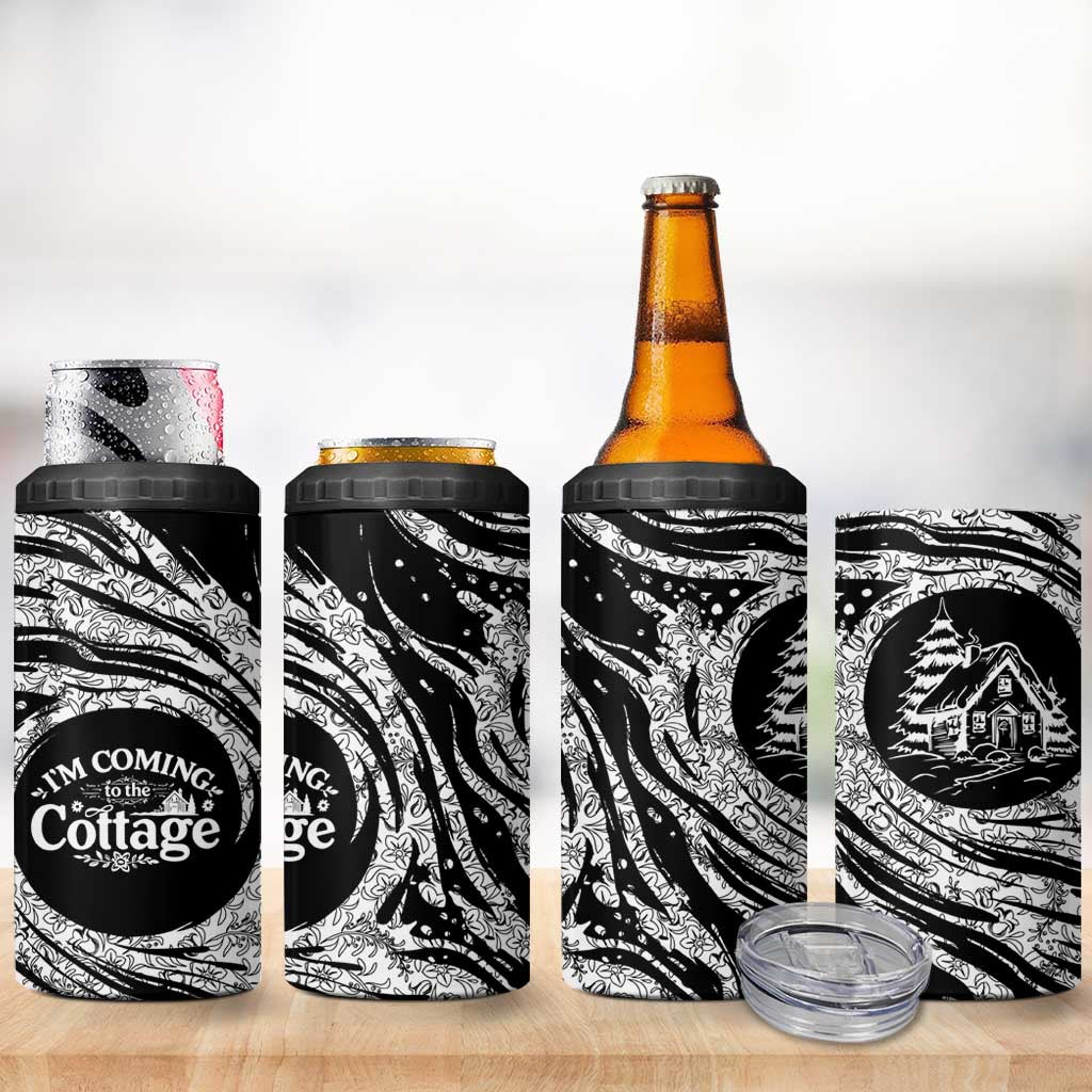 I'm Coming to the Cottage 4 in 1 Can Cooler Tumbler with Hand-Drawn Floral Pattern