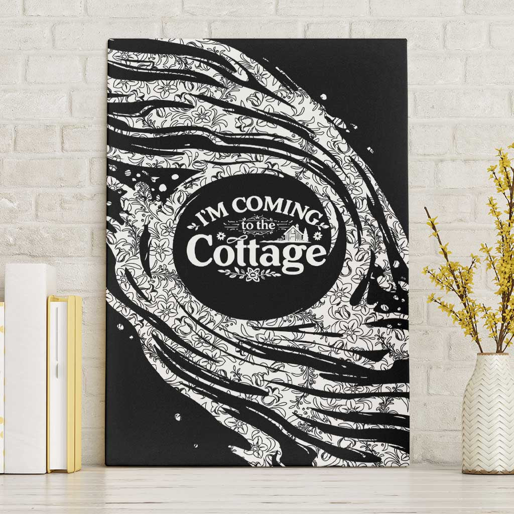I'm Coming to the Cottage Canvas Wall Art with Hand-Drawn Floral Pattern