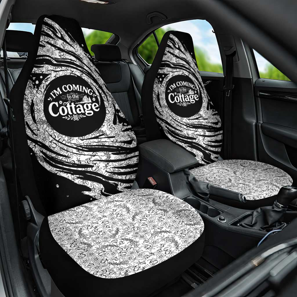I'm Coming to the Cottage Car Seat Cover with Hand-Drawn Floral Pattern