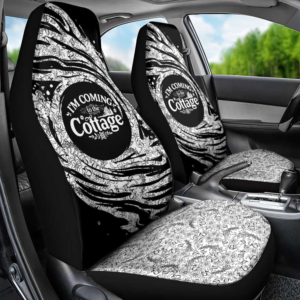 I'm Coming to the Cottage Car Seat Cover with Hand-Drawn Floral Pattern