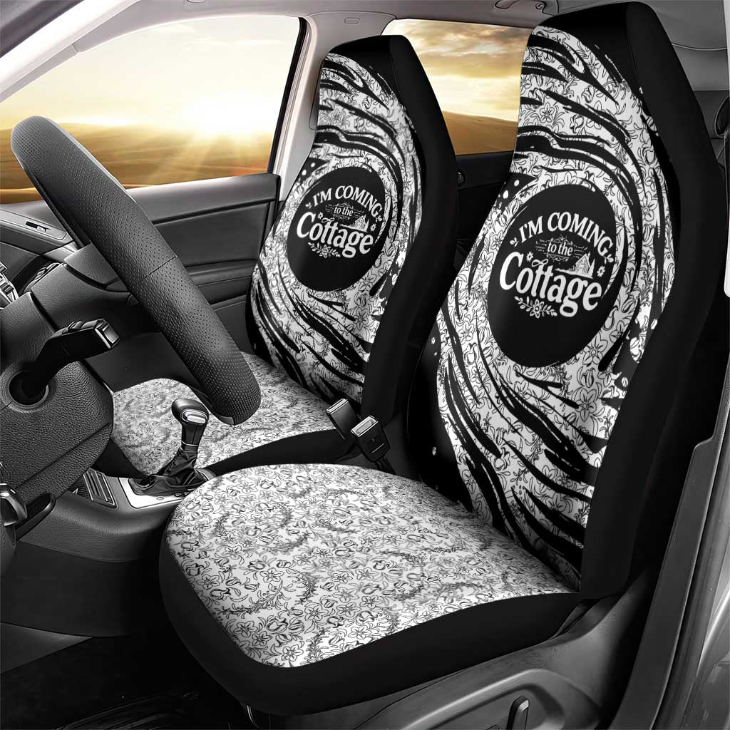 I'm Coming to the Cottage Car Seat Cover with Hand-Drawn Floral Pattern
