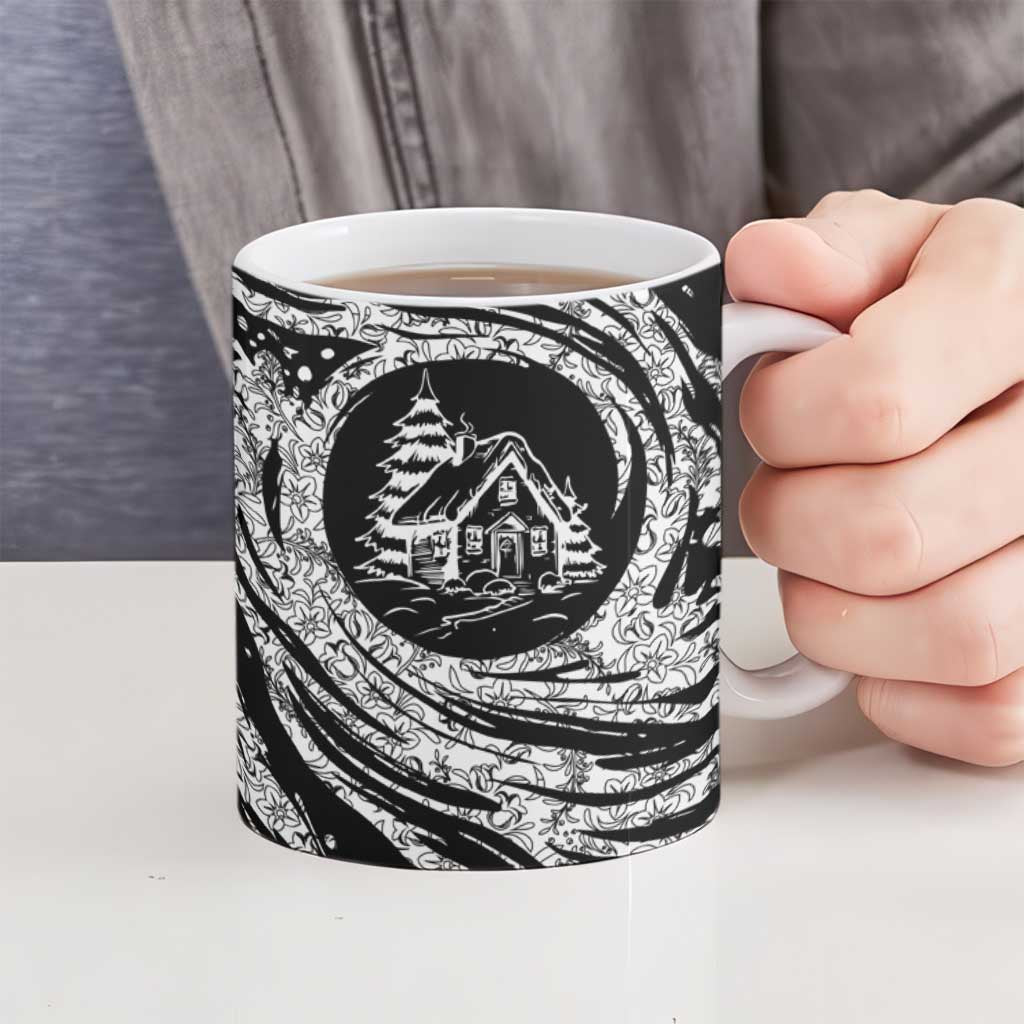 I'm Coming to the Cottage Ceramic Mug with Hand-Drawn Floral Pattern