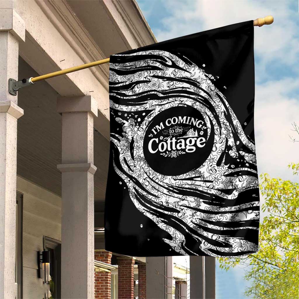I'm Coming to the Cottage Garden Flag with Hand-Drawn Floral Pattern