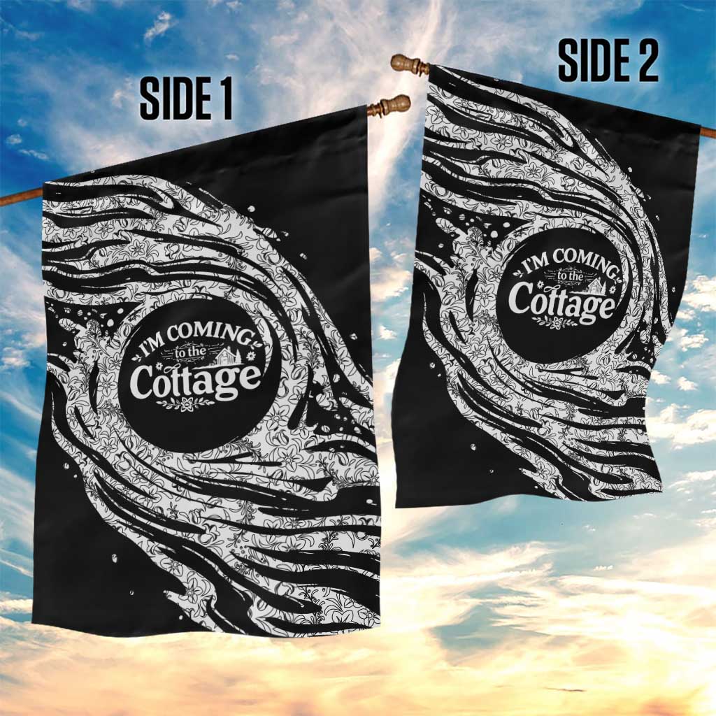 I'm Coming to the Cottage Garden Flag with Hand-Drawn Floral Pattern