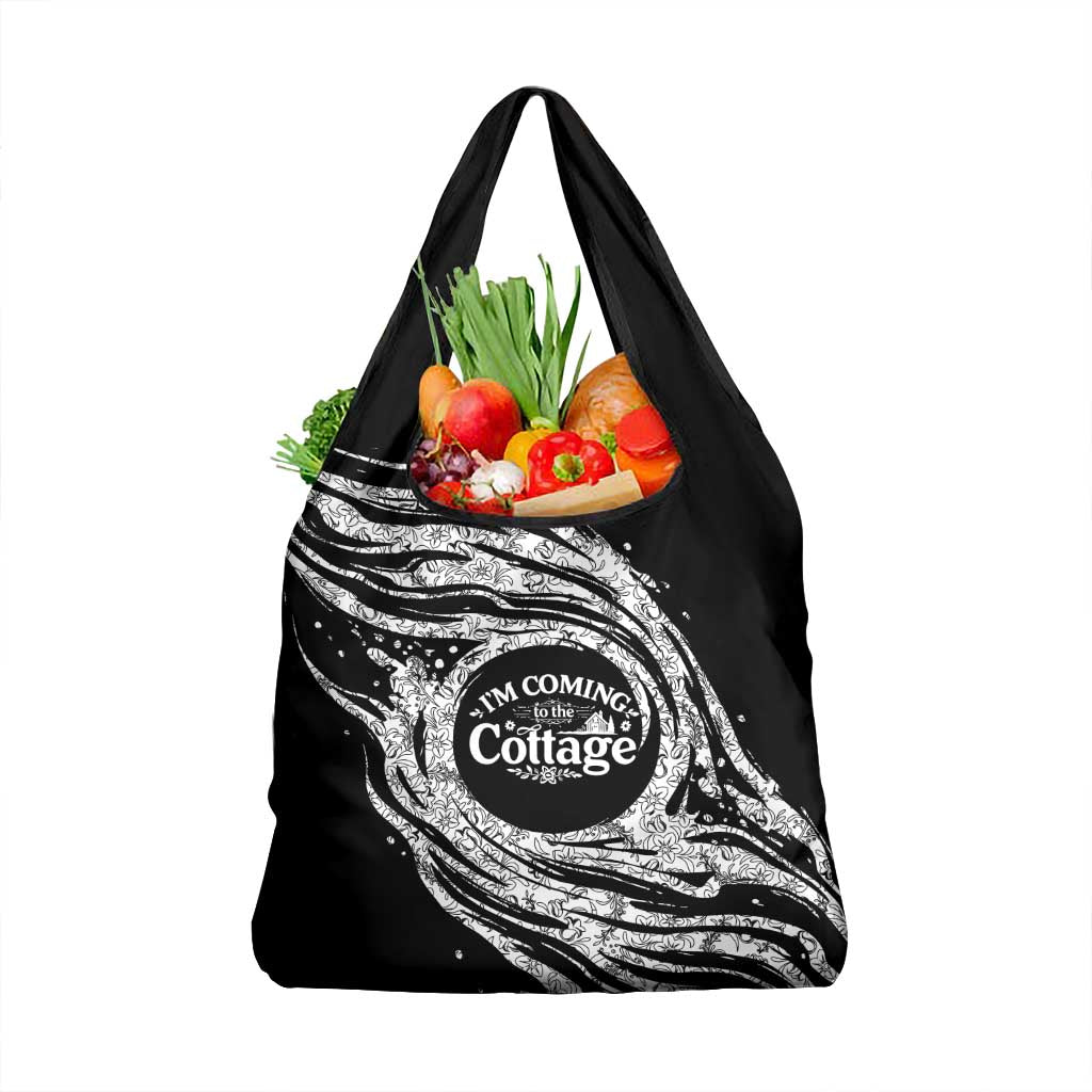 I'm Coming to the Cottage Grocery Bag with Hand-Drawn Floral Pattern
