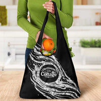 I'm Coming to the Cottage Grocery Bag with Hand-Drawn Floral Pattern