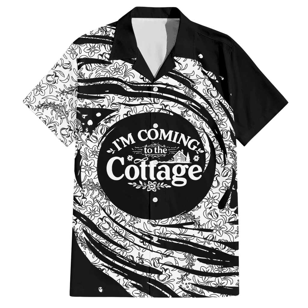 I'm Coming to the Cottage Hawaiian Shirt with Hand-Drawn Floral Pattern