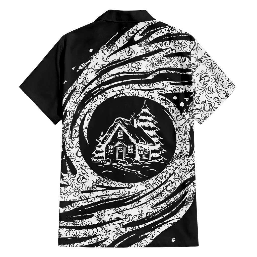 I'm Coming to the Cottage Hawaiian Shirt with Hand-Drawn Floral Pattern