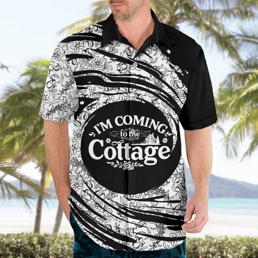 I'm Coming to the Cottage Hawaiian Shirt with Hand-Drawn Floral Pattern