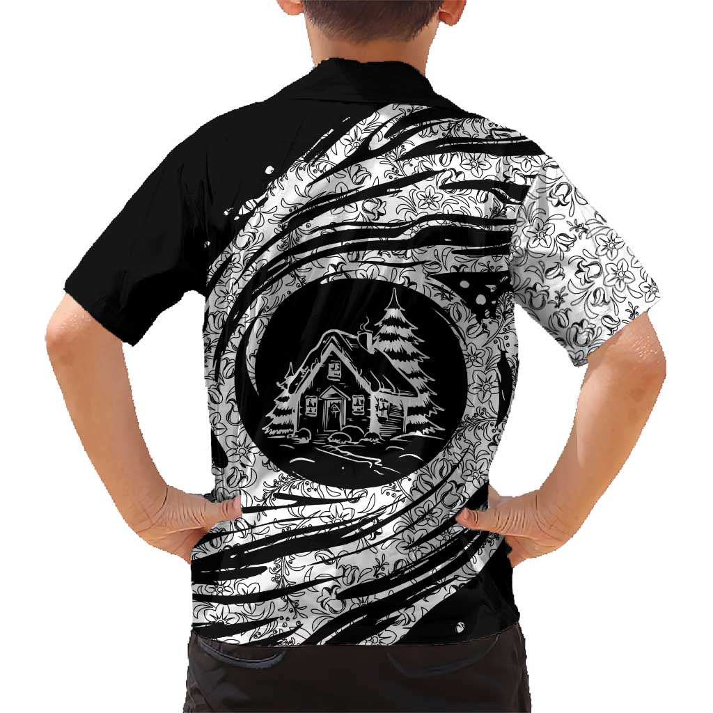 I'm Coming to the Cottage Hawaiian Shirt with Hand-Drawn Floral Pattern