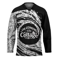 I'm Coming to the Cottage Hockey Jersey with Hand-Drawn Floral Pattern