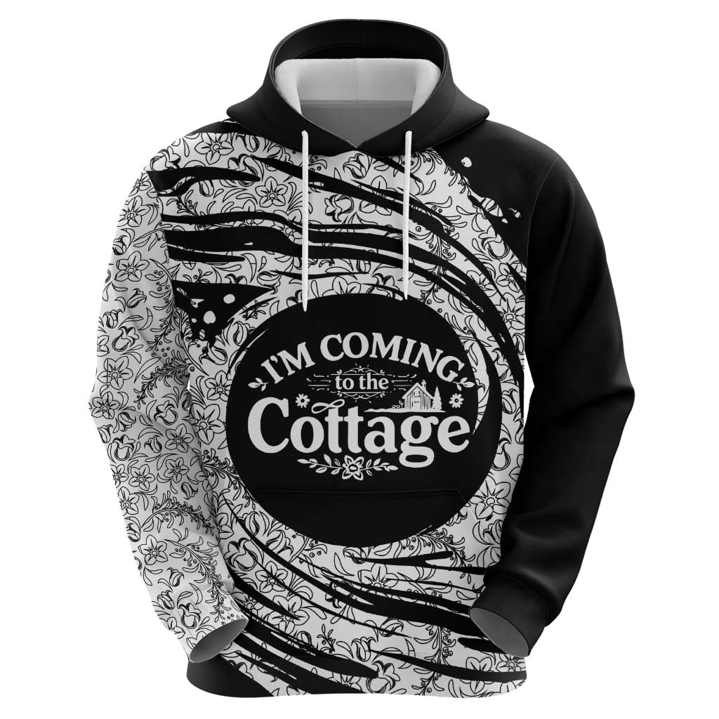 I'm Coming to the Cottage Hoodie with Hand-Drawn Floral Pattern