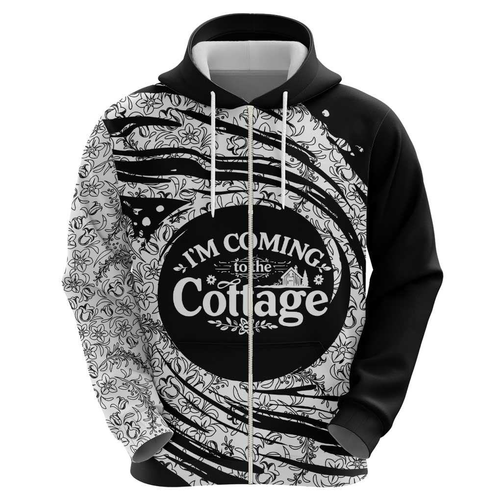 I'm Coming to the Cottage Hoodie with Hand-Drawn Floral Pattern