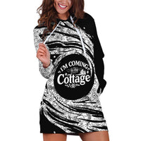 I'm Coming to the Cottage Hoodie Dress with Hand-Drawn Floral Pattern