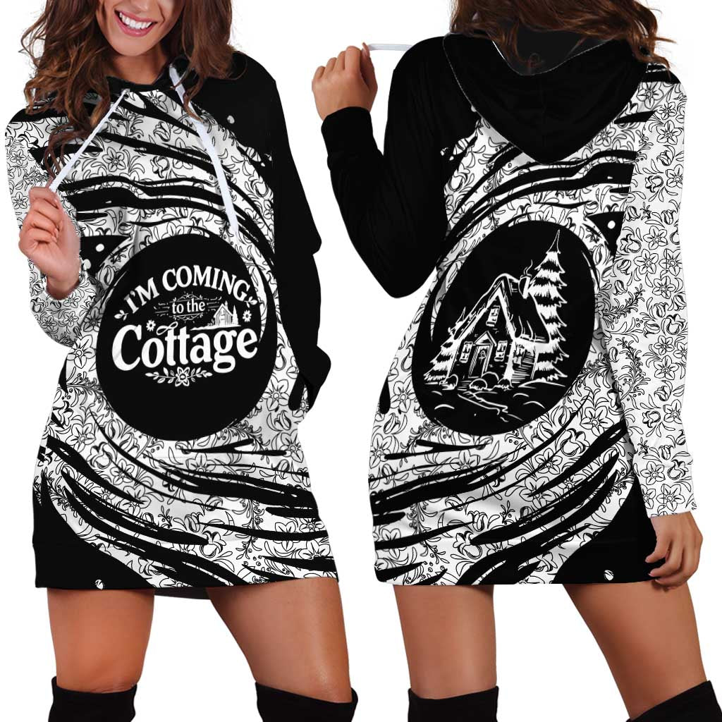 I'm Coming to the Cottage Hoodie Dress with Hand-Drawn Floral Pattern