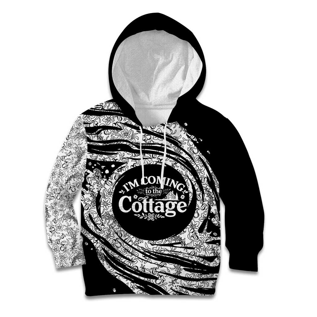 I'm Coming to the Cottage Kid Hoodie with Hand-Drawn Floral Pattern
