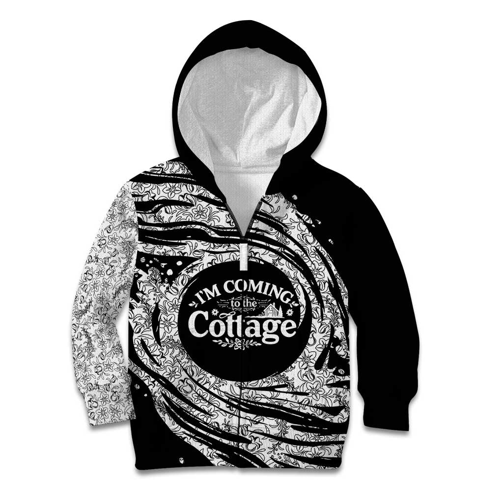 I'm Coming to the Cottage Kid Hoodie with Hand-Drawn Floral Pattern