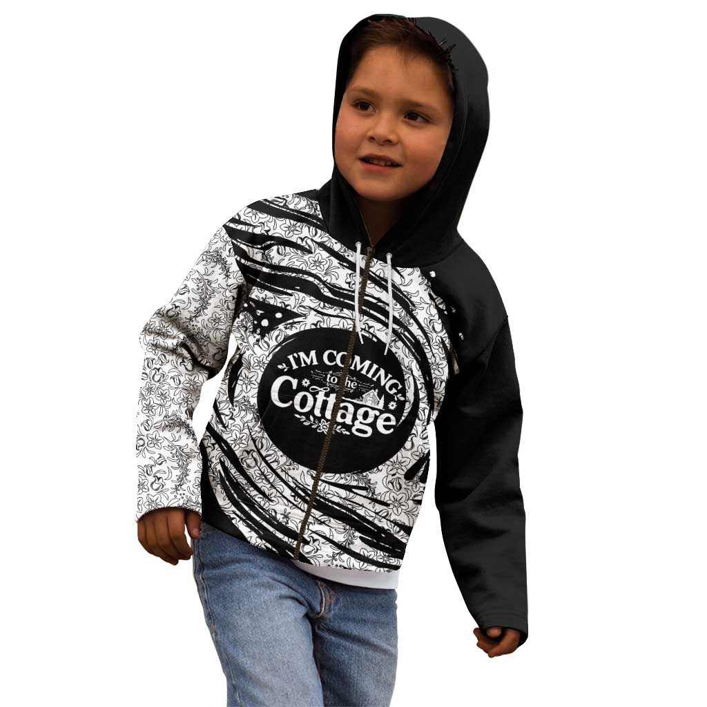 I'm Coming to the Cottage Kid Hoodie with Hand-Drawn Floral Pattern
