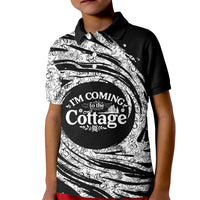 I'm Coming to the Cottage Kid Polo Shirt with Hand-Drawn Floral Pattern