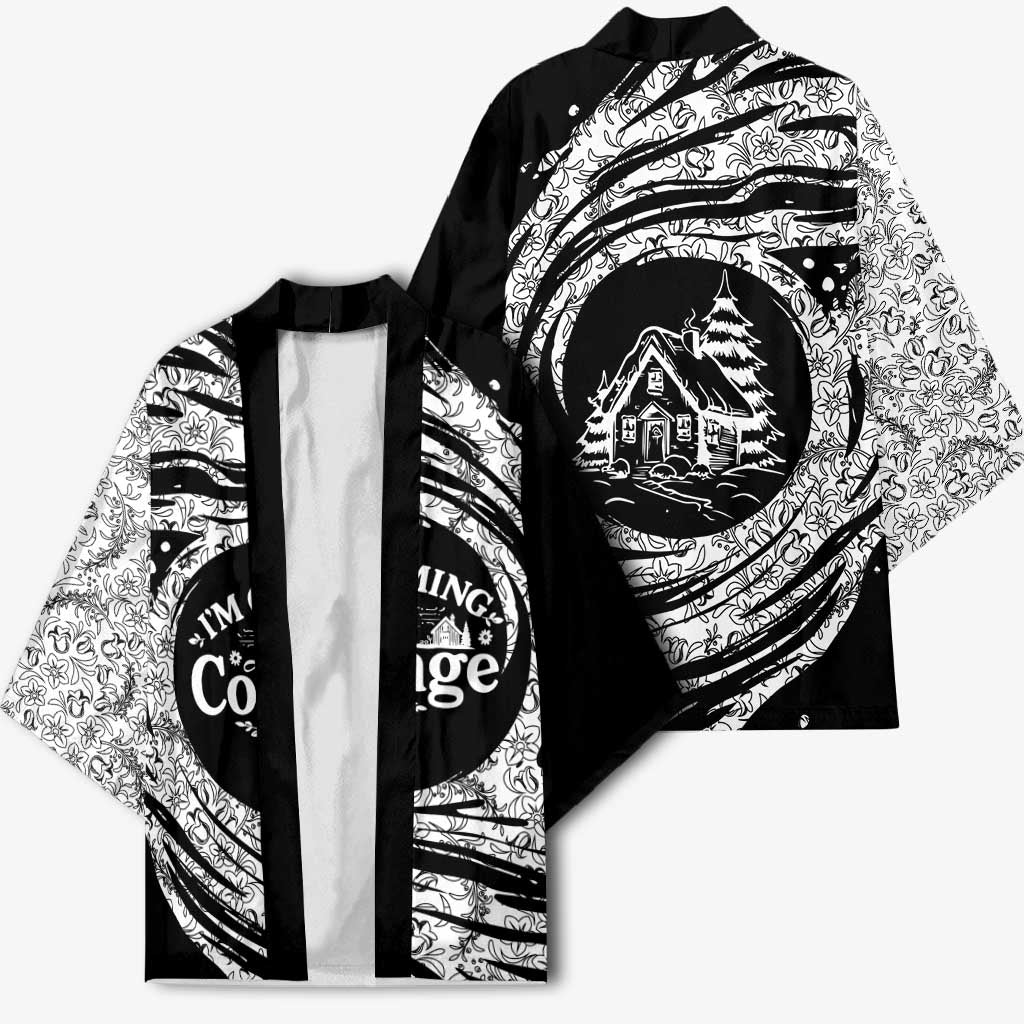 I'm Coming to the Cottage Kimono with Hand-Drawn Floral Pattern
